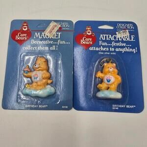 1985 Care Bears Birthday Bear Bundle, Magnet &‎ Attachable, (CB7952)
